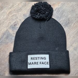 NWT Black Soft Knit Beanie With Embroidered Patch